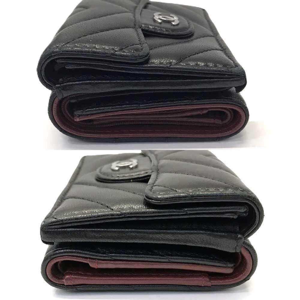 CHANEL Black Lambskin Leather Logo Wallet - Picture 3 of 5